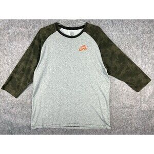 Nike SB Shirt Men's Size 2XL Gray Baseball Raglan 3/4 Sleeve